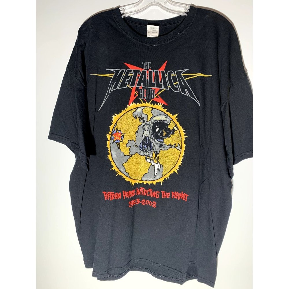 Metallica Club Fifteen Years Infecting The Planet Graphic T-Shirt Men's 2XL EUC